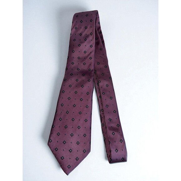 Christian Dior Purple Italian Silk Tie Geometric Mid Century Pattern Vintage - Picture 11 of 16